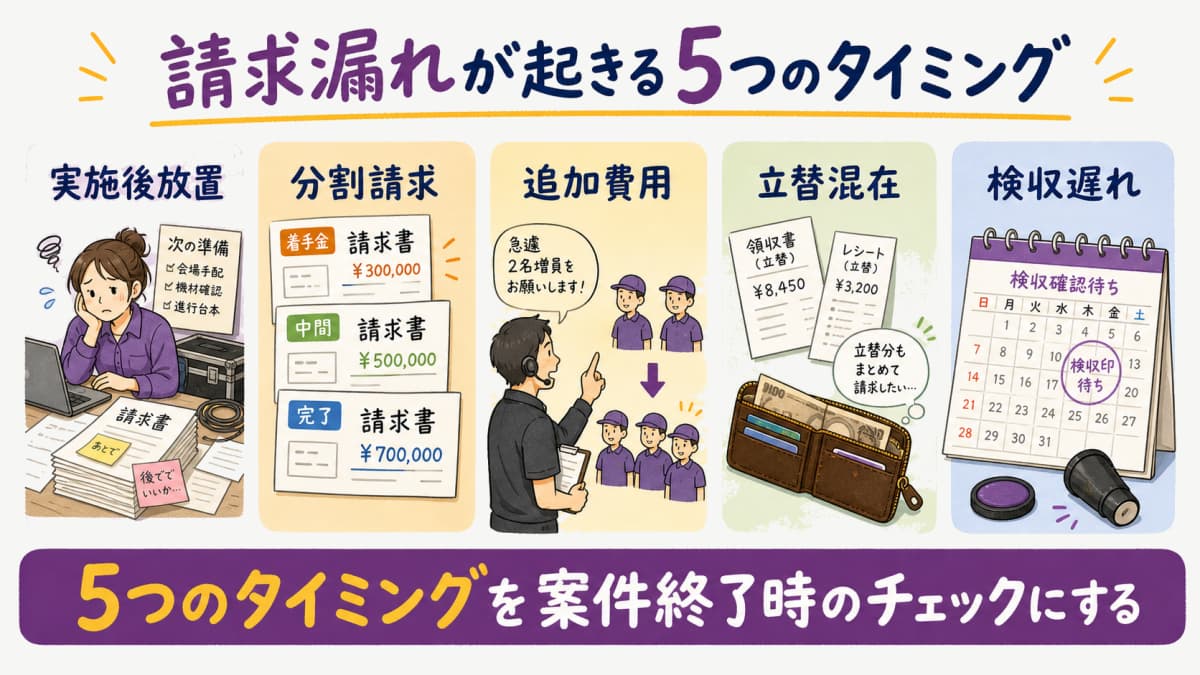 fig2:請求漏れが起きる5つのタイミング一覧