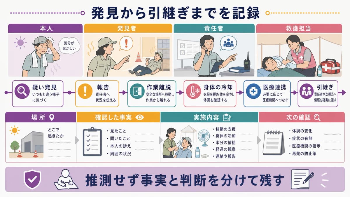 fig4:疑い発見・報告・離脱・冷却・医療連携・引継ぎを結ぶ対応ログ