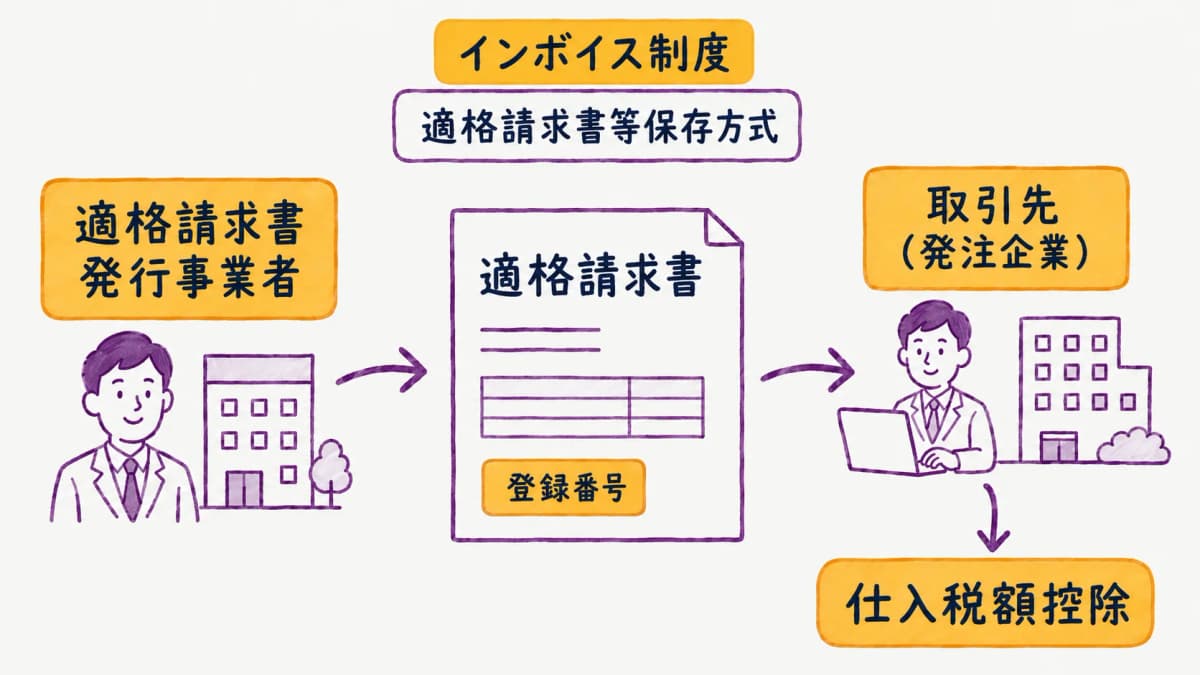 図解1:インボイス制度と適格請求書の位置づけを示す概要図