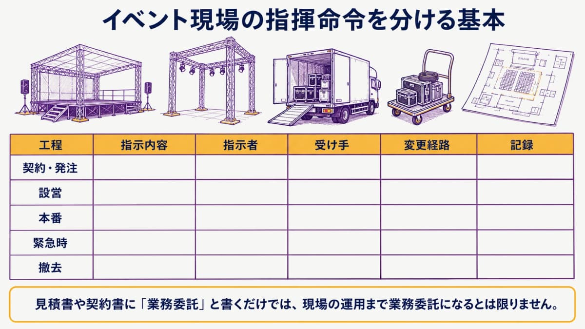 fig1:イベント現場の指示者・内容・変更経路を分ける早見表