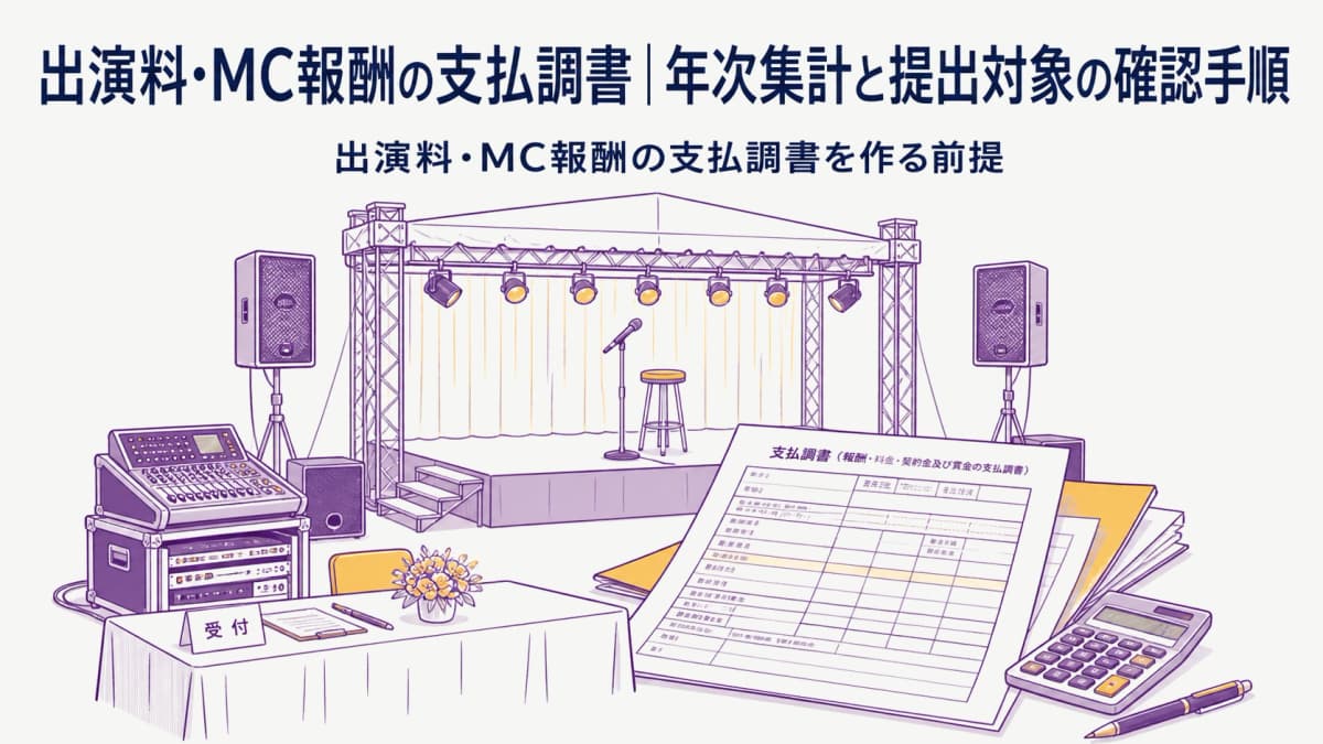 出演料・MC報酬の支払調書|年次集計と提出対象の確認手順
