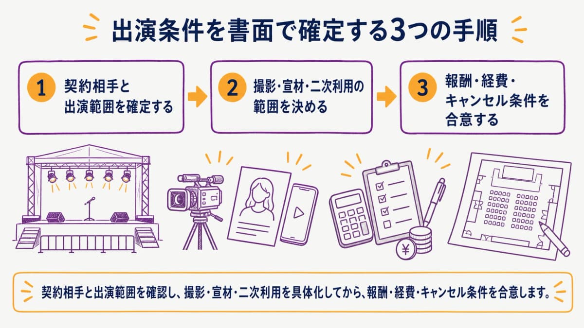 fig2:契約相手・利用範囲・支払条件を確定する三つの手順