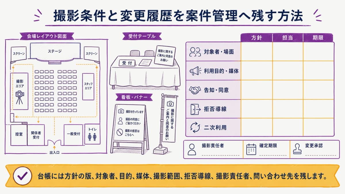 fig3:撮影素材と方針・担当・期限を分ける案件管理表