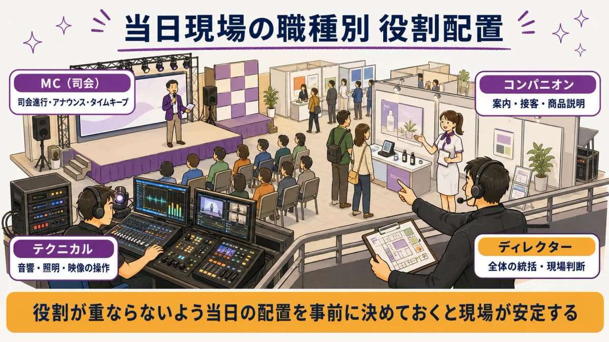 図3:当日現場のスタッフ配置イメージ図(職種別の役割範囲)