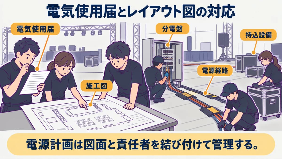 fig1:電気使用届とレイアウト図の対応