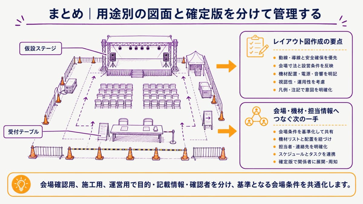 fig5:用途別図面と確定版を関係者へ共有する要点