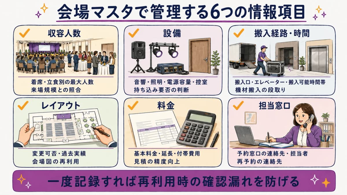 図1:会場マスタで管理する情報項目チェックリスト