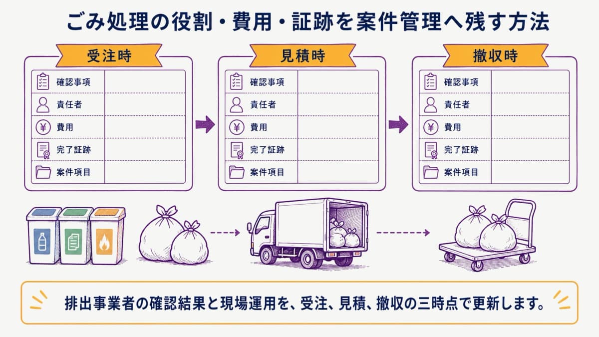 fig3:受注・見積・撤収の三時点でごみ処理を管理する表