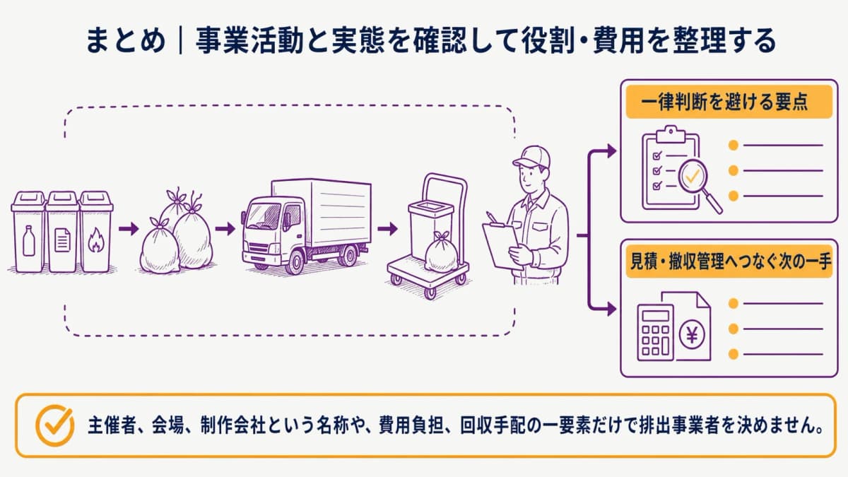fig5:イベントごみの確認結果を見積りと撤収へつなぐ要点
