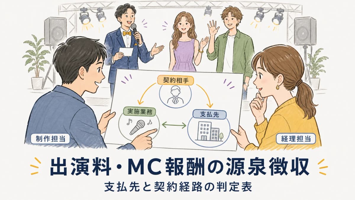 出演料・MC報酬の源泉徴収|支払先と契約経路の判定表