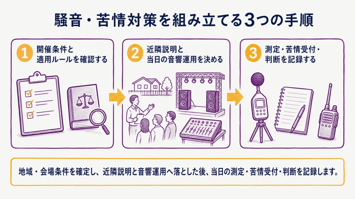 fig2:適用ルールの確認から苦情記録までの三つの手順